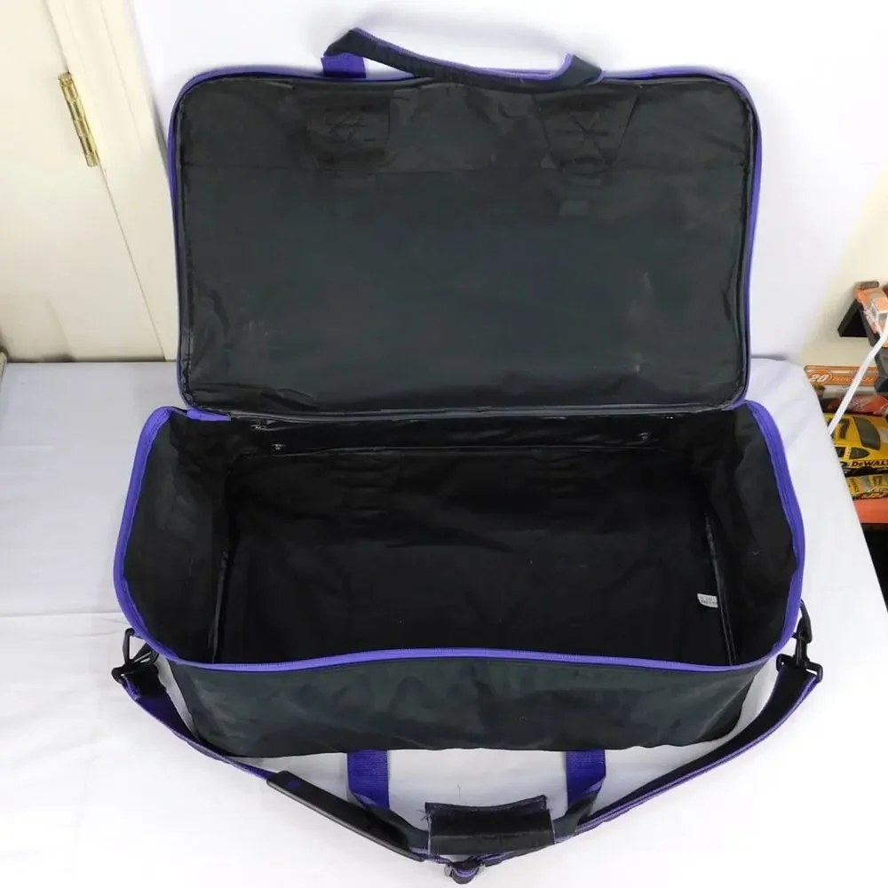 Vintage Members Only Duffel Bag Black Purple Nylon Travel Gym Weekend Bag